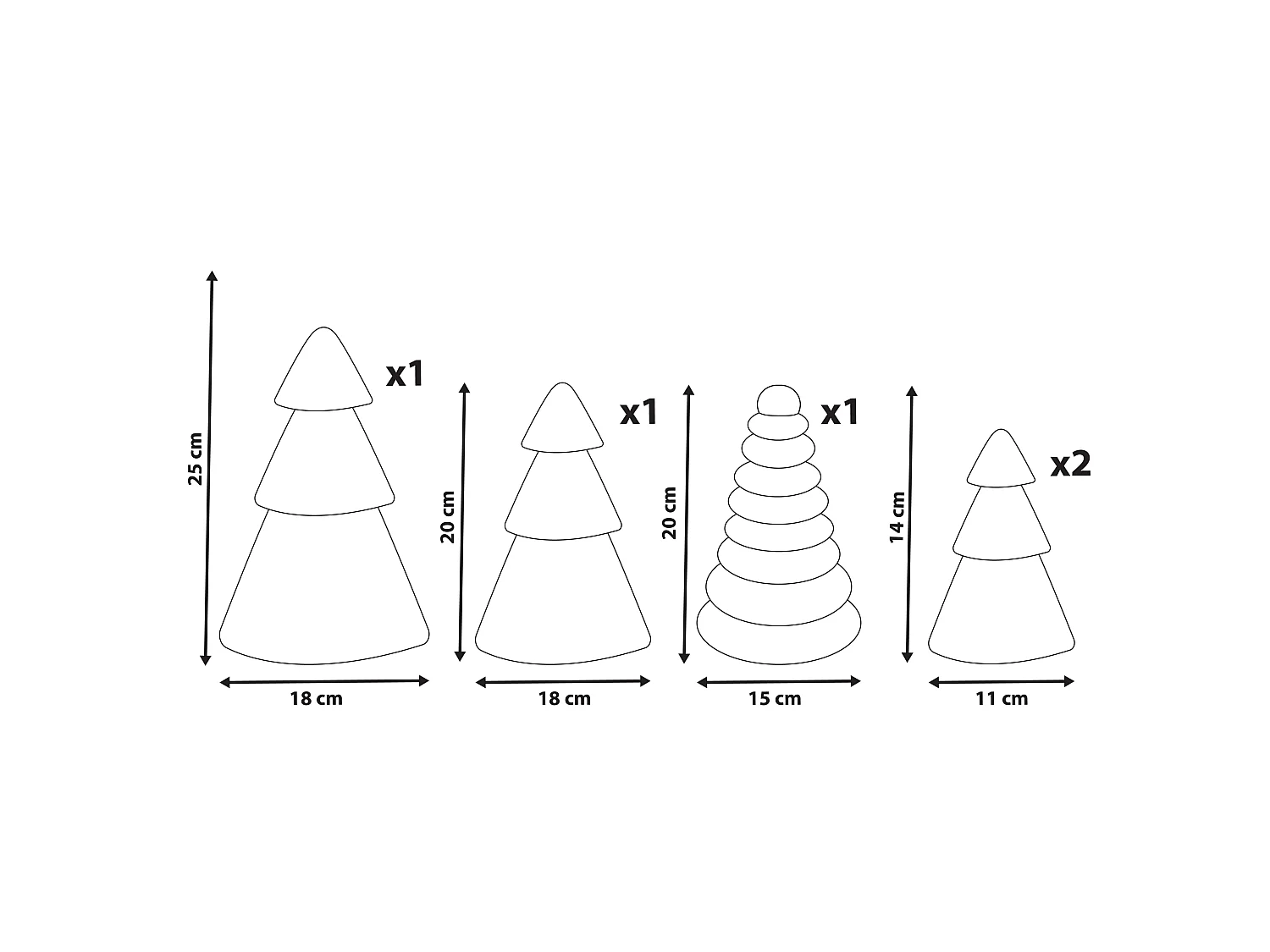 Lot de 5 décorations de Noël VORMA 25 cm Arbre de Noël Beige/vert
