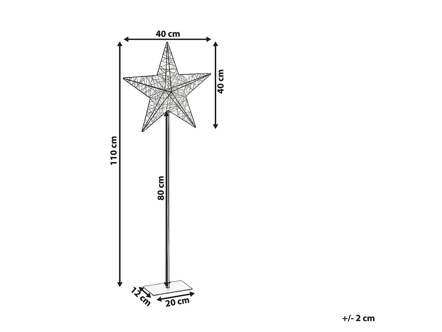 Décoration extérieure LED SANNAN 110 cm Étoile Noir