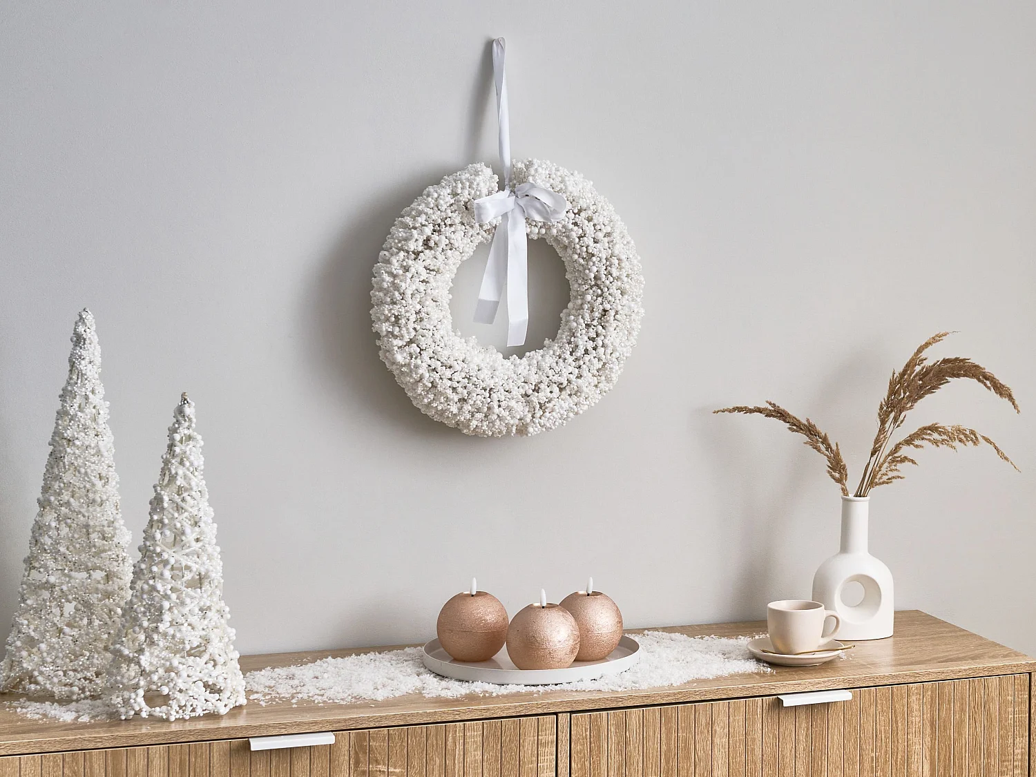 Couronne de Noël ARESJON 40 cm Blanc