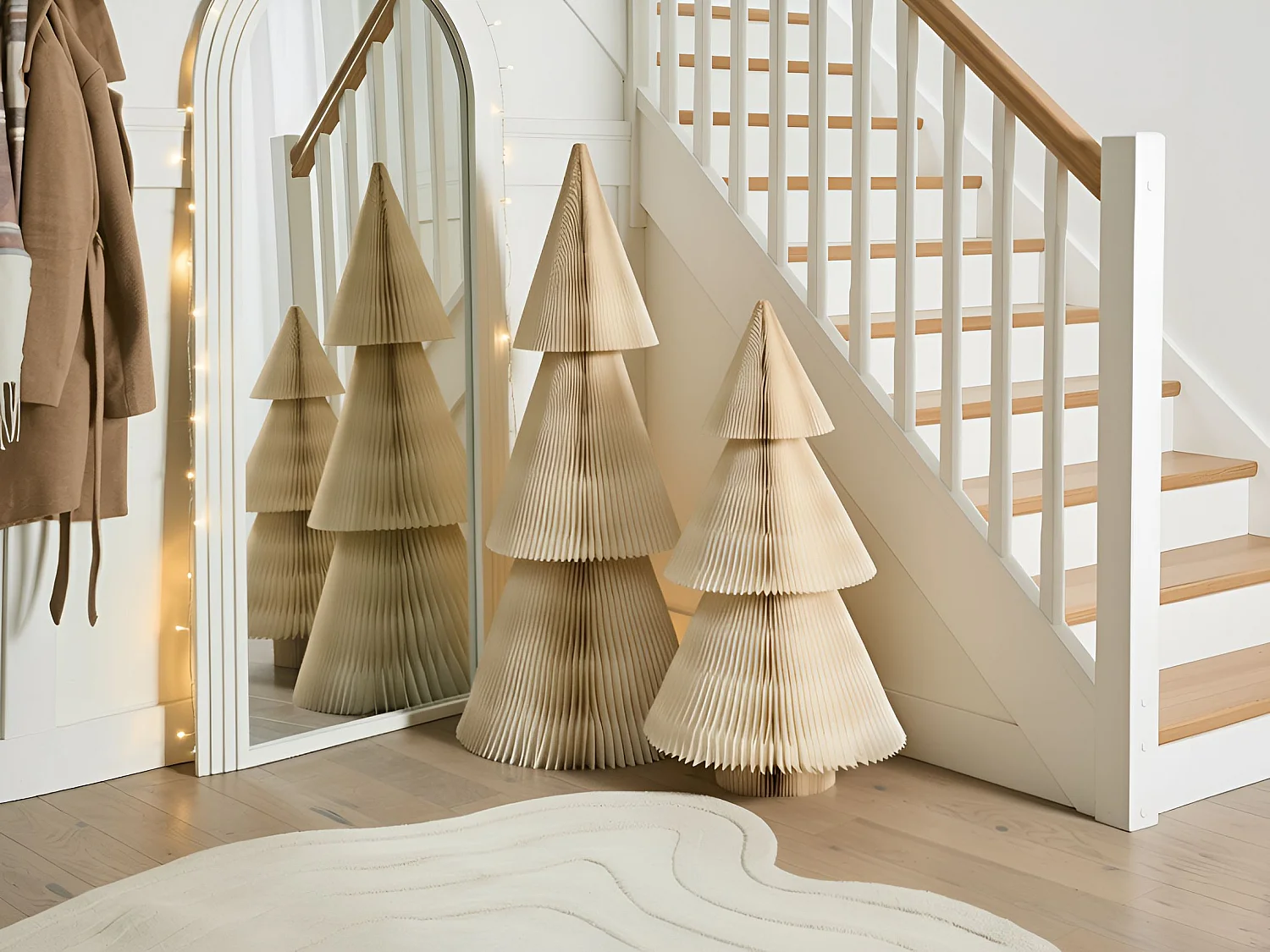 Lot de 2 décorations de Noël VEFSNA 90/122 cm Arbre de Noël Beige
