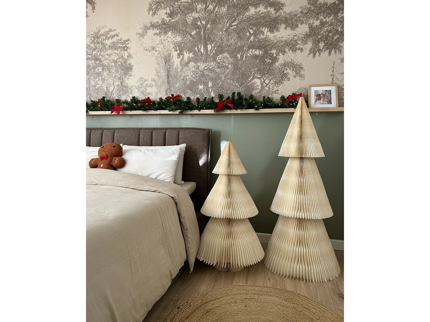 Lot de 2 décorations de Noël VEFSNA 90/122 cm Arbre de Noël Beige