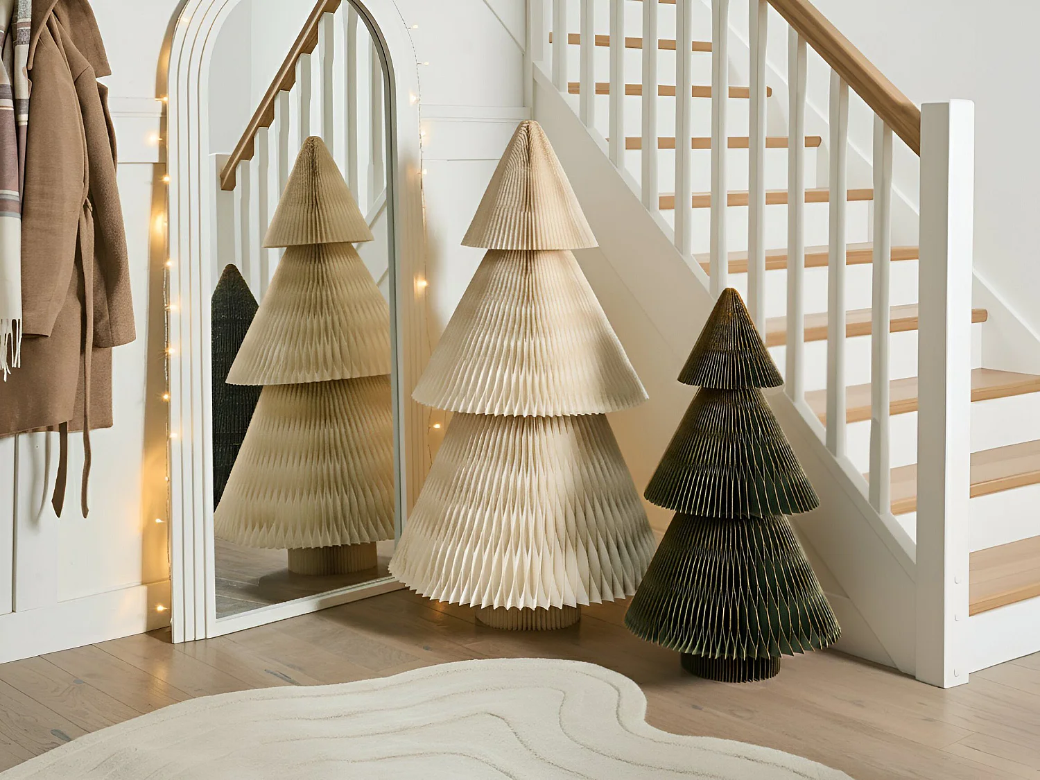 Lot de 2 décorations de Noël VEFSNA 90/122 cm Arbre de Noël Beige/vert