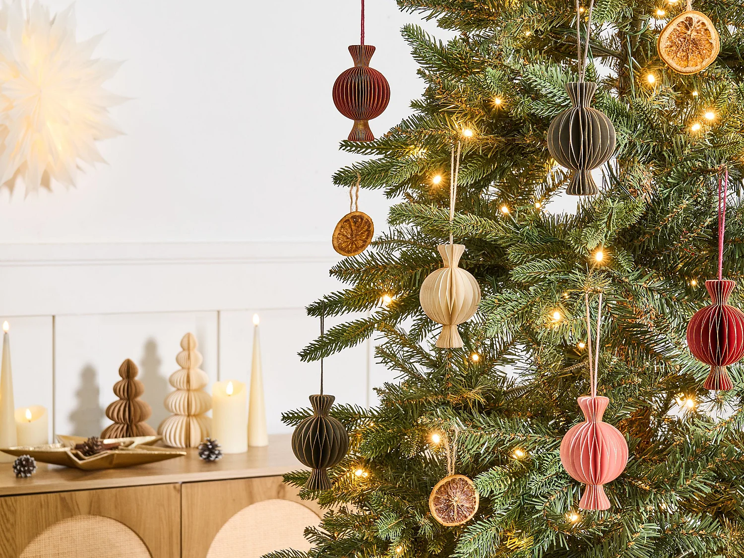 Lot de 16 décorations pour sapin de Noël RAUMA Papier Multicolore
