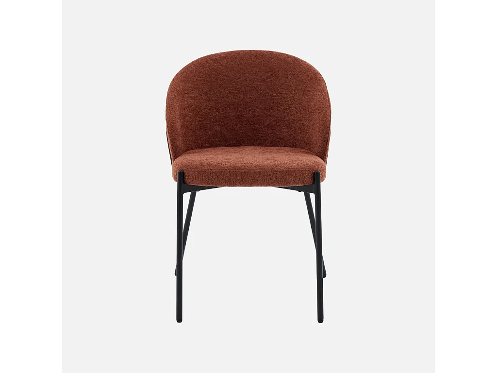 Silla de madera de álamo teñida de nogal, acero y tejido texturizado,