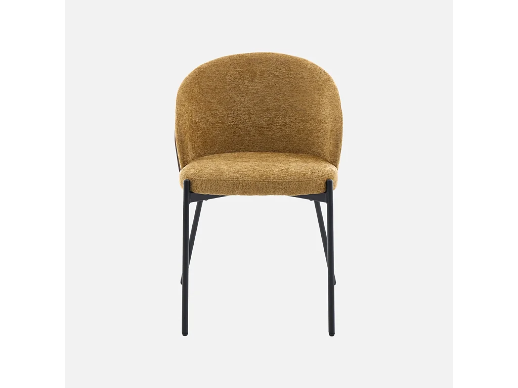 Silla de madera de álamo teñida de nogal, acero y tejido texturizado,