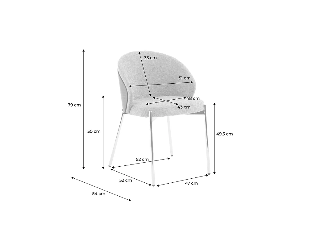Silla de madera de álamo teñida de nogal, acero y tejido texturizado,