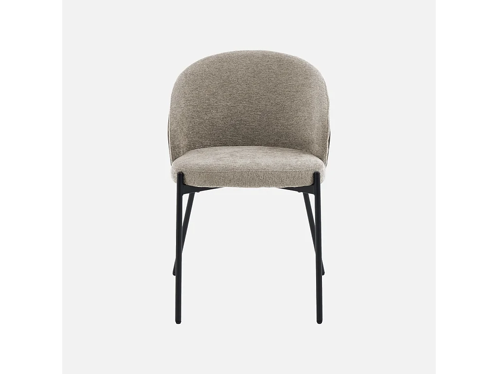 Silla de madera de álamo teñida de nogal, acero y tejido texturizado,