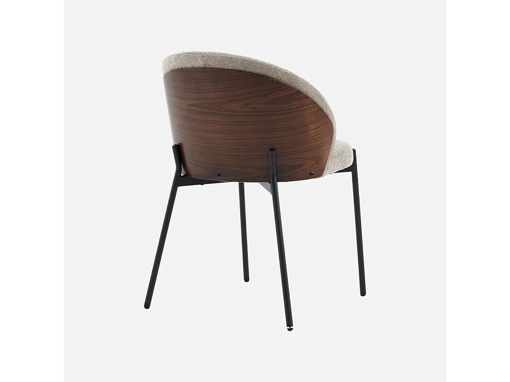 Silla de madera de álamo teñida de nogal, acero y tejido texturizado,