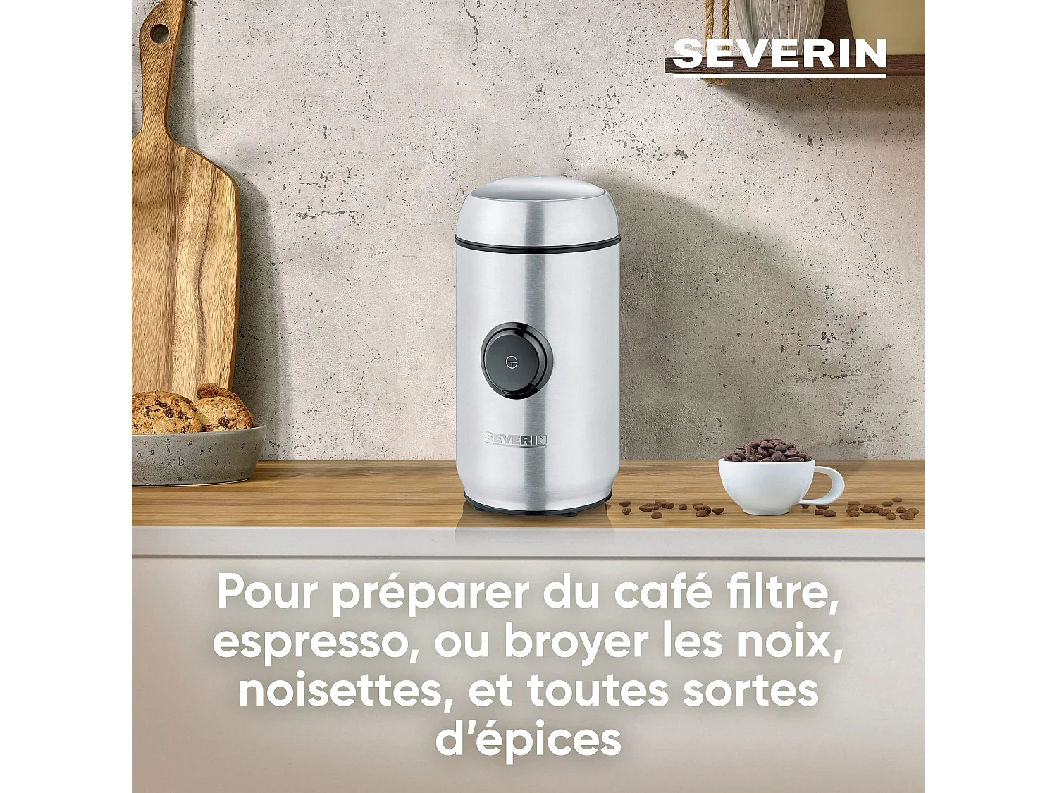 Severin KM 3879 Kaffeemühle aus Edelstahl 50g Kapazität Inox Schwarz