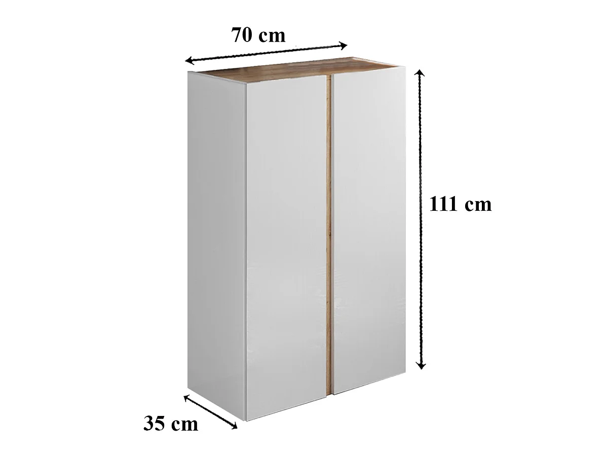 Meuble de rangement 2 portes 5 étagères réglables L70 cm - FRAME