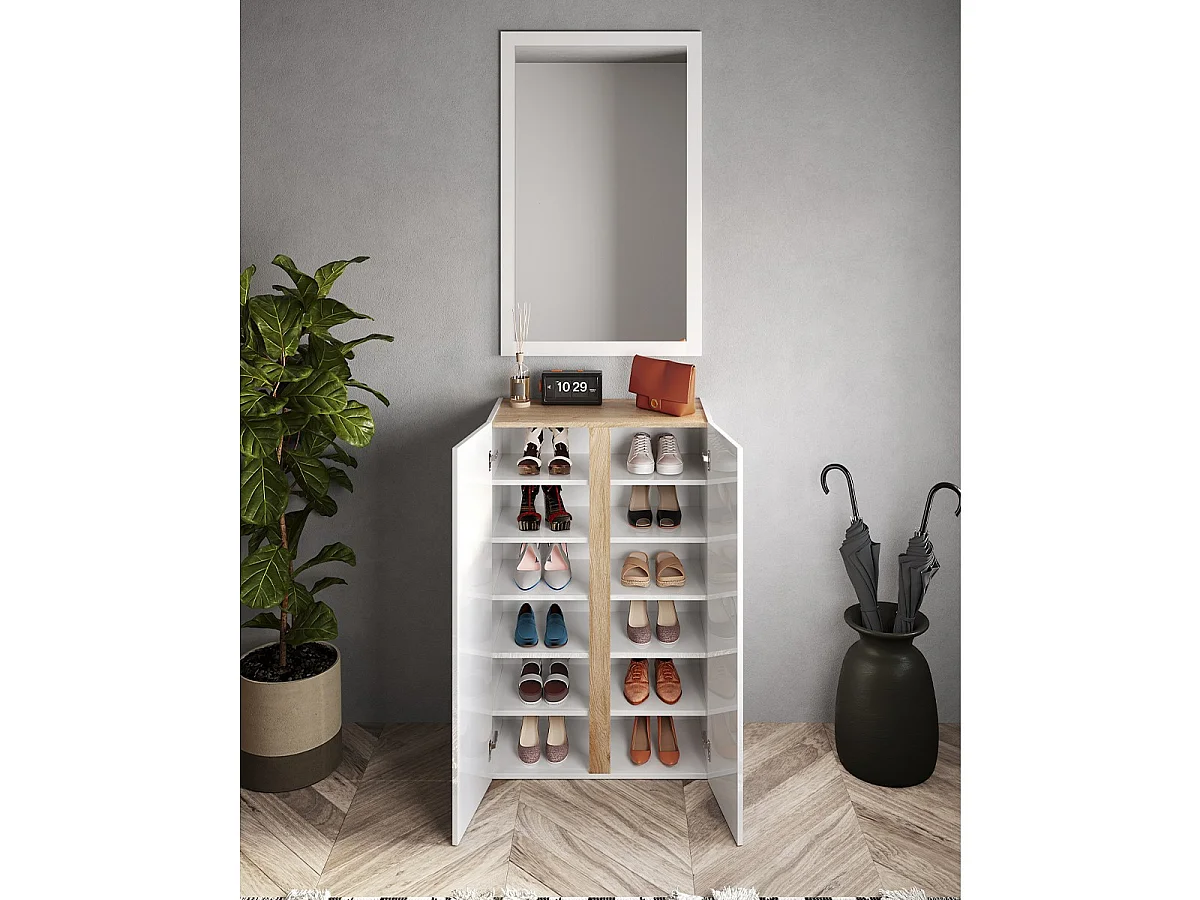 Meuble de rangement 2 portes 5 étagères réglables L70 cm - FRAME