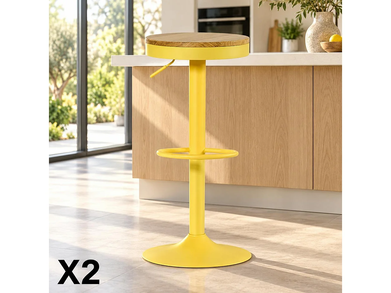 Tabouret de bar réglable métal jaune (lot de 2) LEEDS