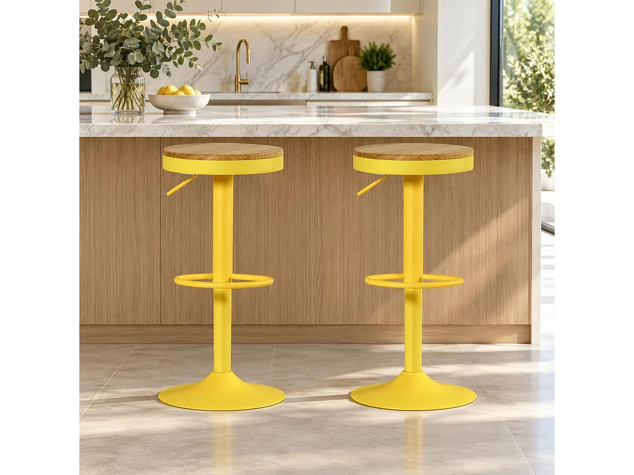 Tabouret de bar réglable métal jaune (lot de 2) LEEDS