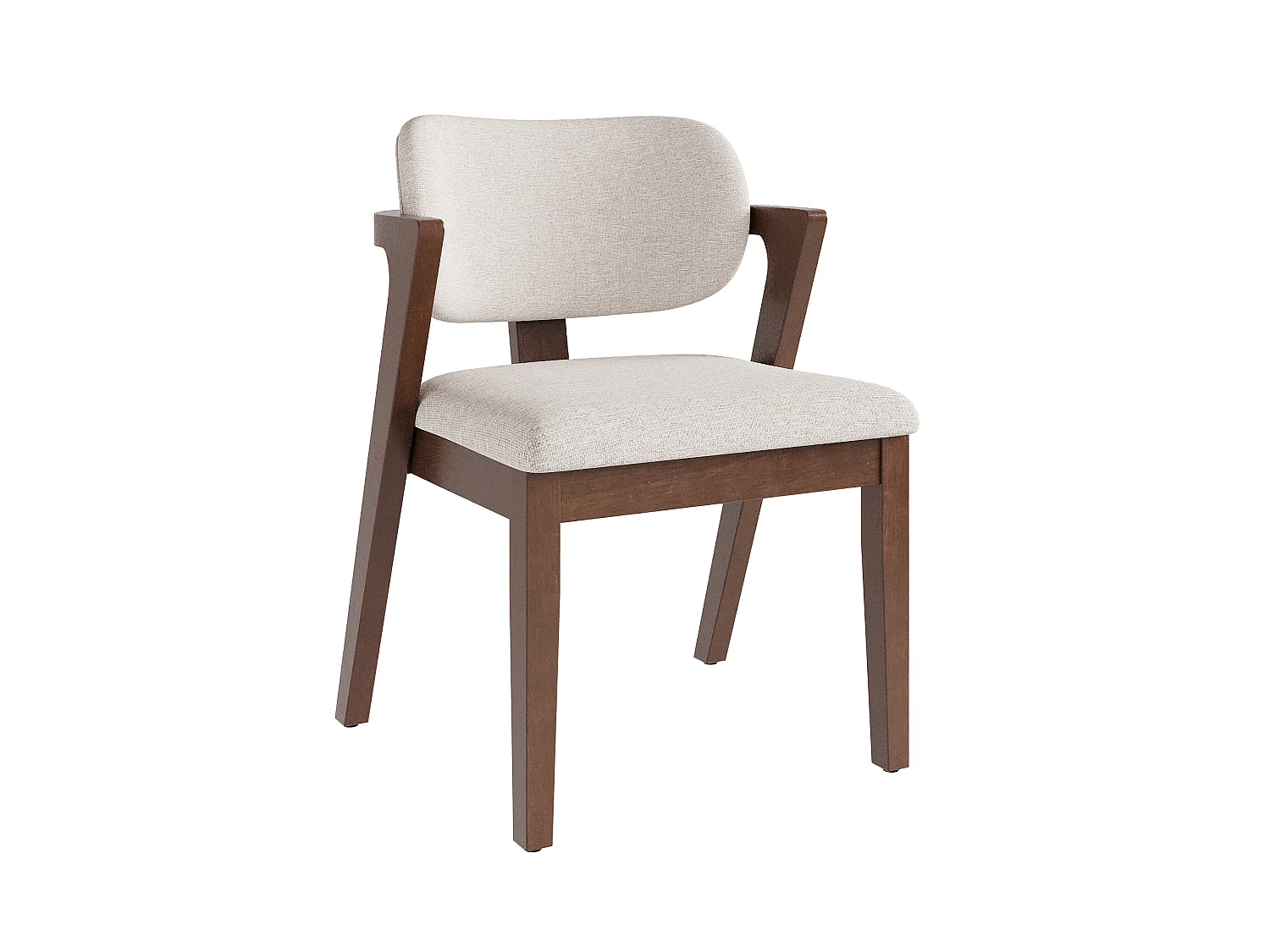 Lot de 4 chaises de salle à manger en bois massif - Confortables et respirantes - Style moderne - Revêtement en lin - Marron et beige
