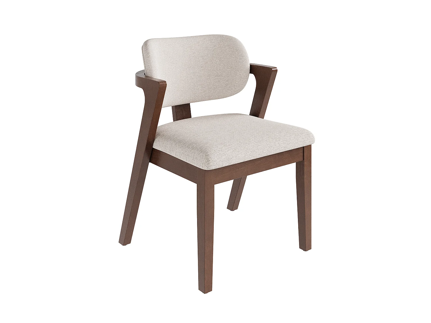 Lot de 4 chaises de salle à manger en bois massif - Confortables et respirantes - Style moderne - Revêtement en lin - Marron et beige