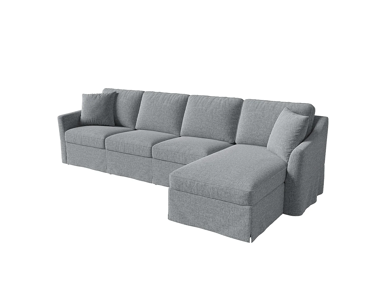 Canapé 4 places en forme de L (274 x 128,5 x 83 cm) - avec méridienne coffre - housse en coton et lin déhoussable et lavable - Gris