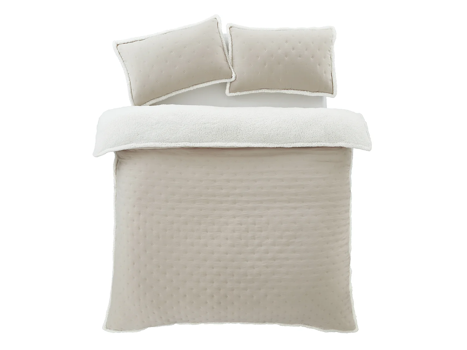 Cosy Nori Soft Sherpa Double Duvet Cover Set with Pillowcases Cream
