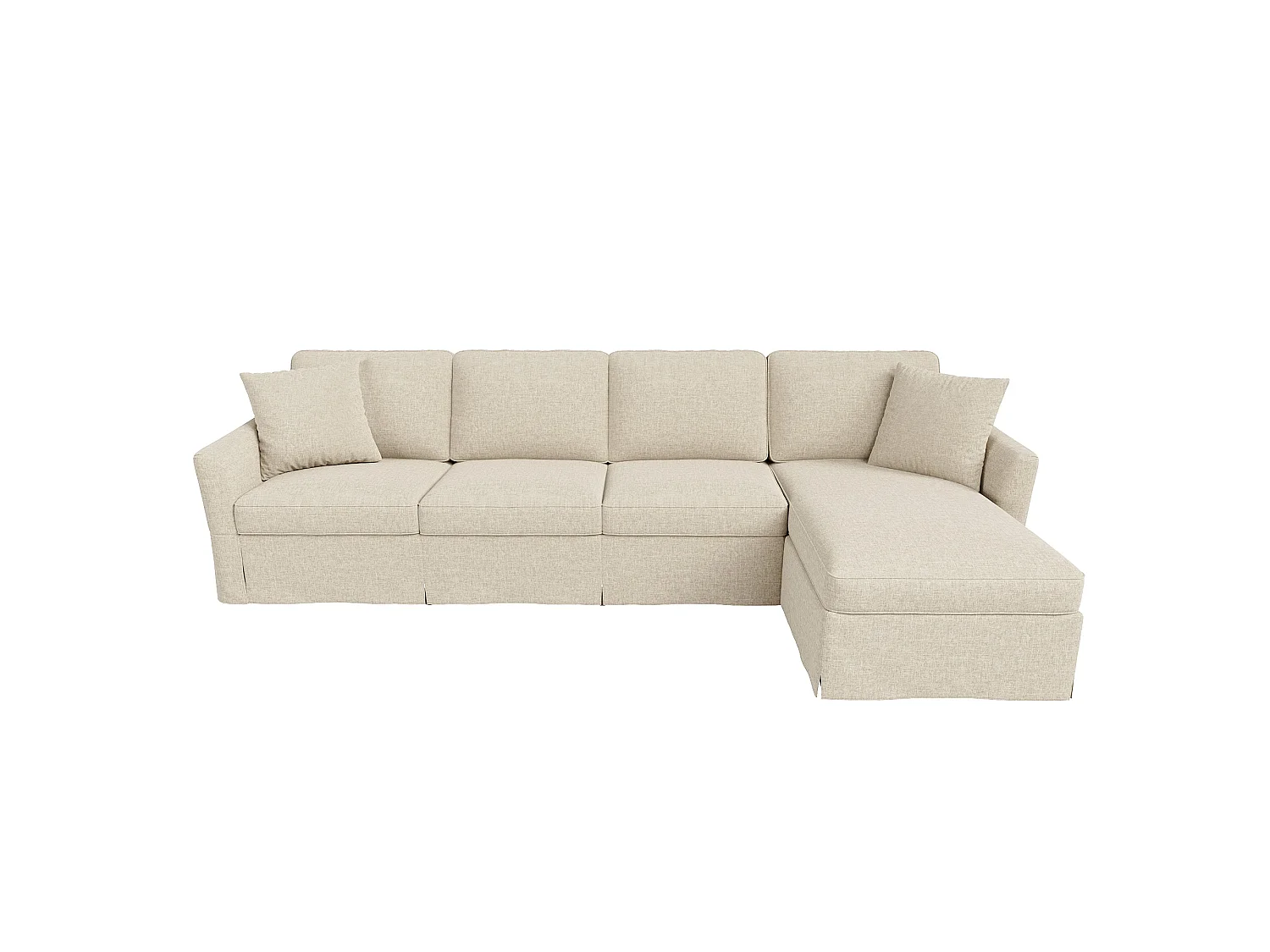L-förmiges 4-Sitzer-Sofa (274 x 128,5 x 83 cm) - mit Bettbank mit Stauraum - abnehmbarer und waschbarer Bezug aus Baumwolle und Leinen - Beige