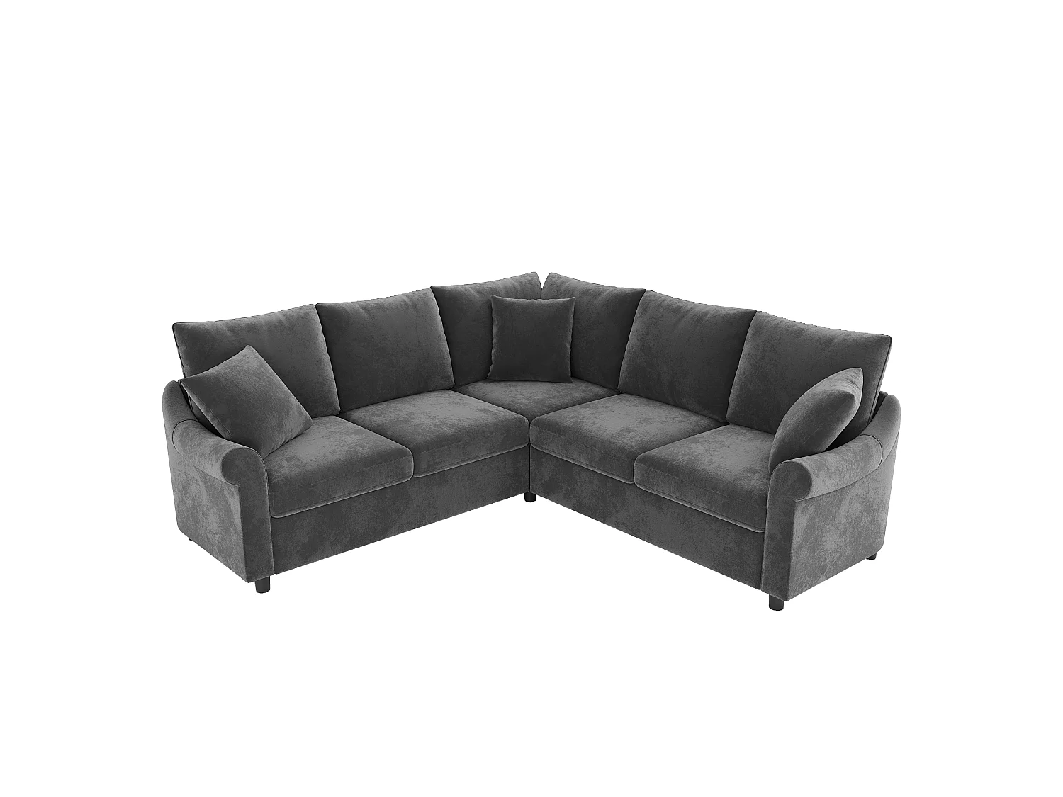 Canapé d'angle 5 places en forme de L 217x217x83 cm - avec 3 coussins décoratifs - tissu chenille - Gris