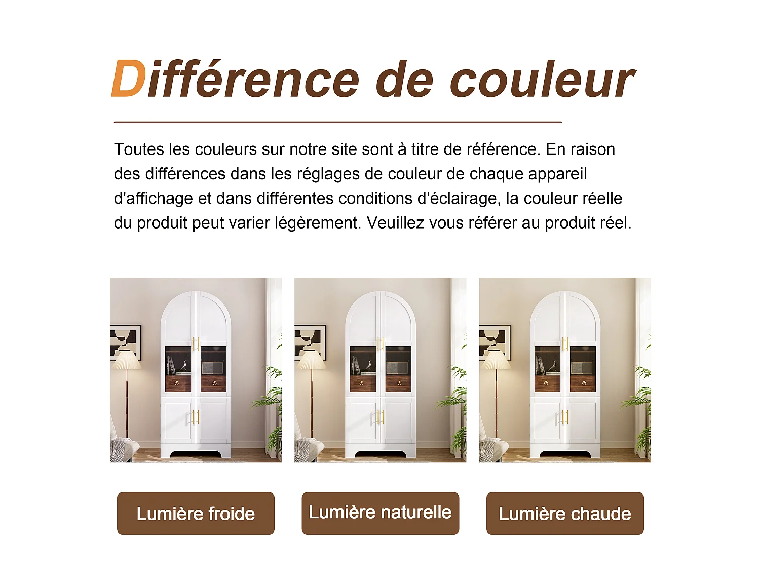 Vitrine haute 76x40x180 cm avec partie supérieure cintrée - Éclairage LED - 4 portes et 1 tiroir - MDF - Blanc