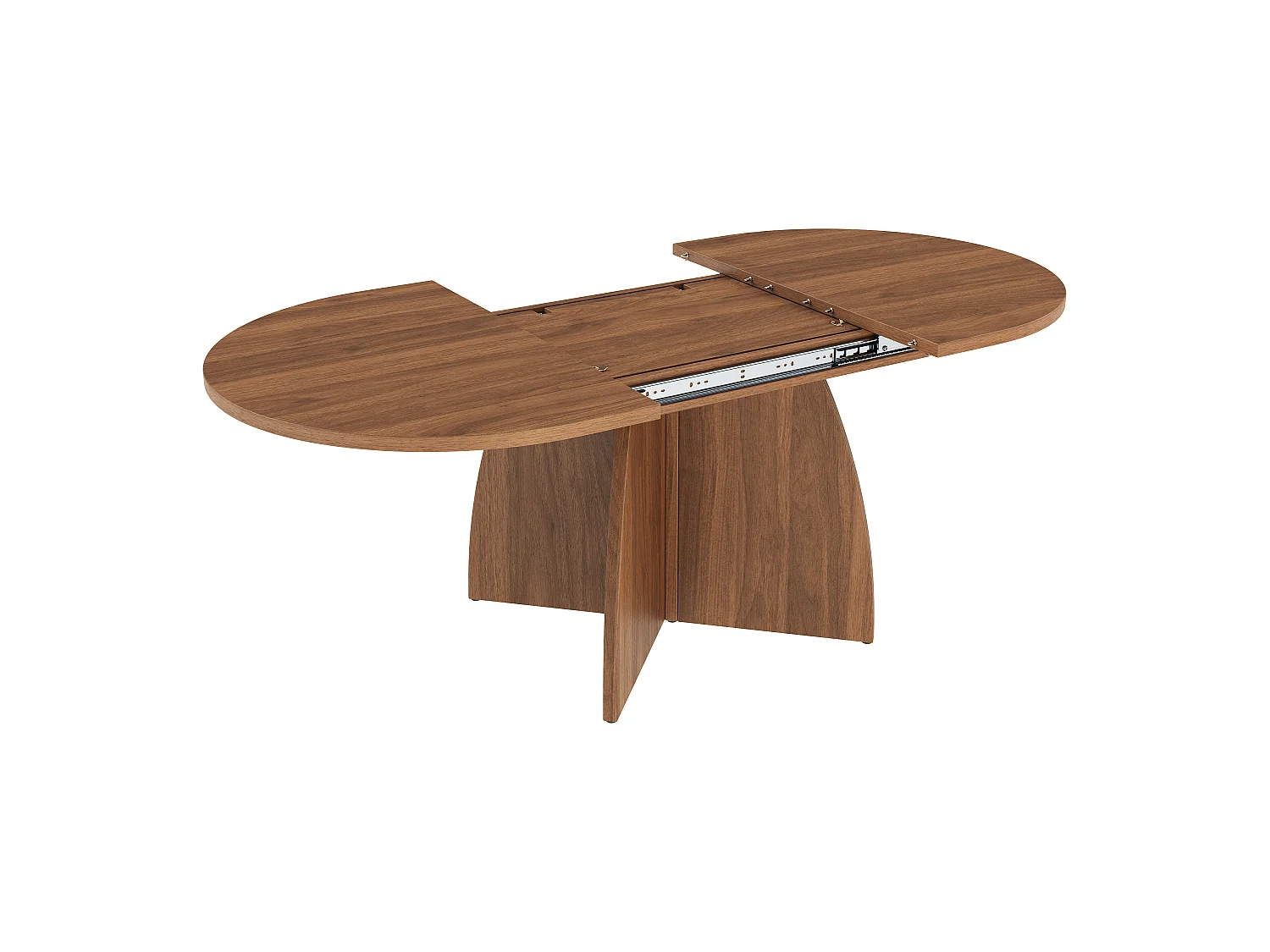 Table à manger extensible 120/180x90x75 cm - 6 à 8 personnes - Design à coins arrondis - Finition noyer - Marron