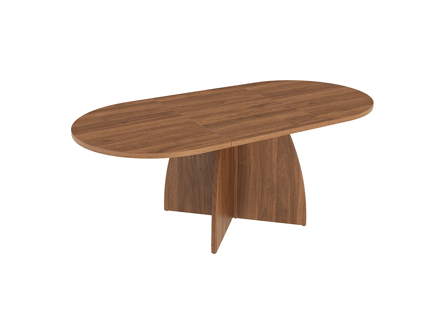 Table à manger extensible 120/180x90x75 cm - 6 à 8 personnes - Design à coins arrondis - Finition noyer - Marron
