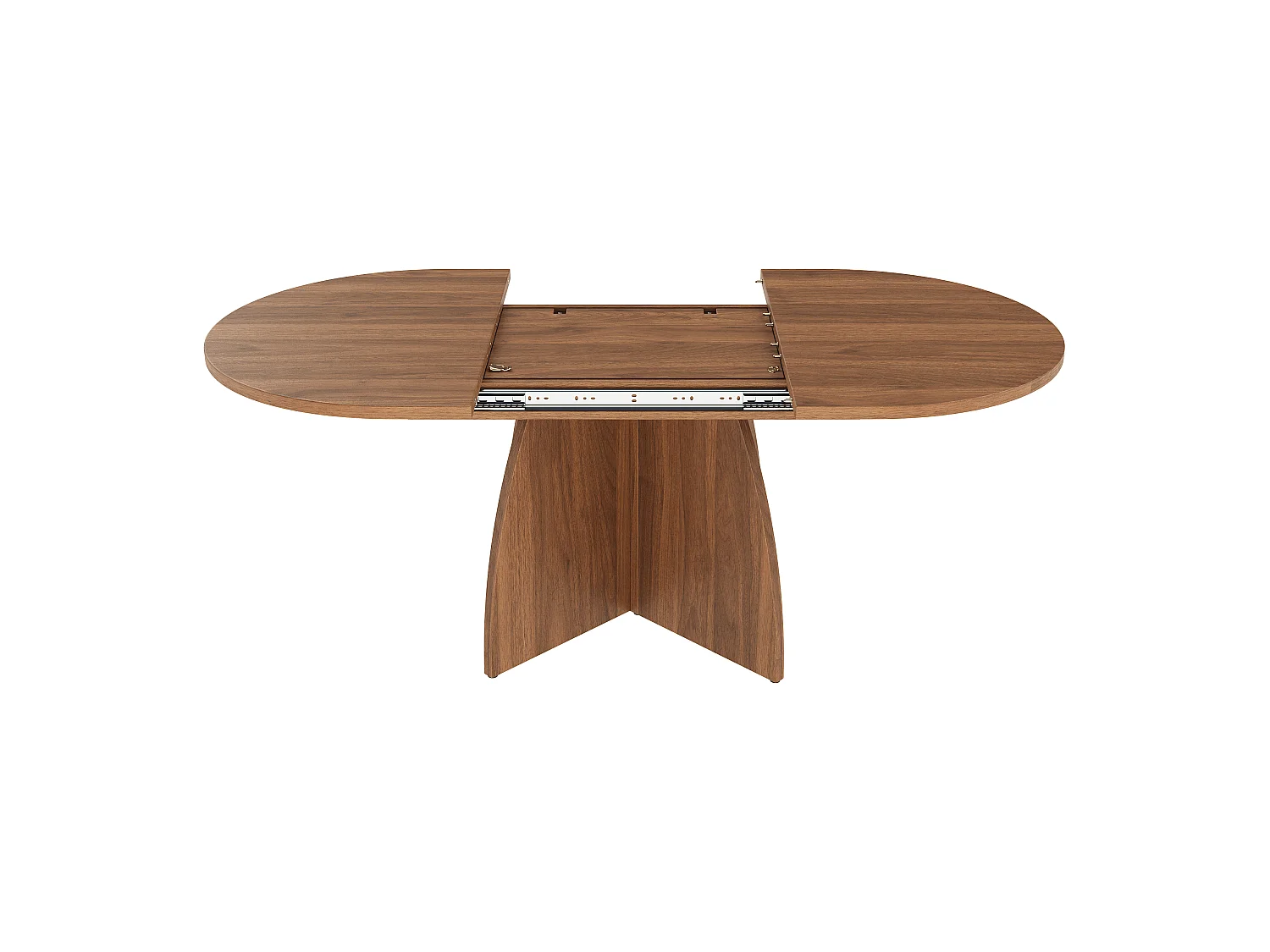 Table à manger extensible 120/180x90x75 cm - 6 à 8 personnes - Design à coins arrondis - Finition noyer - Marron