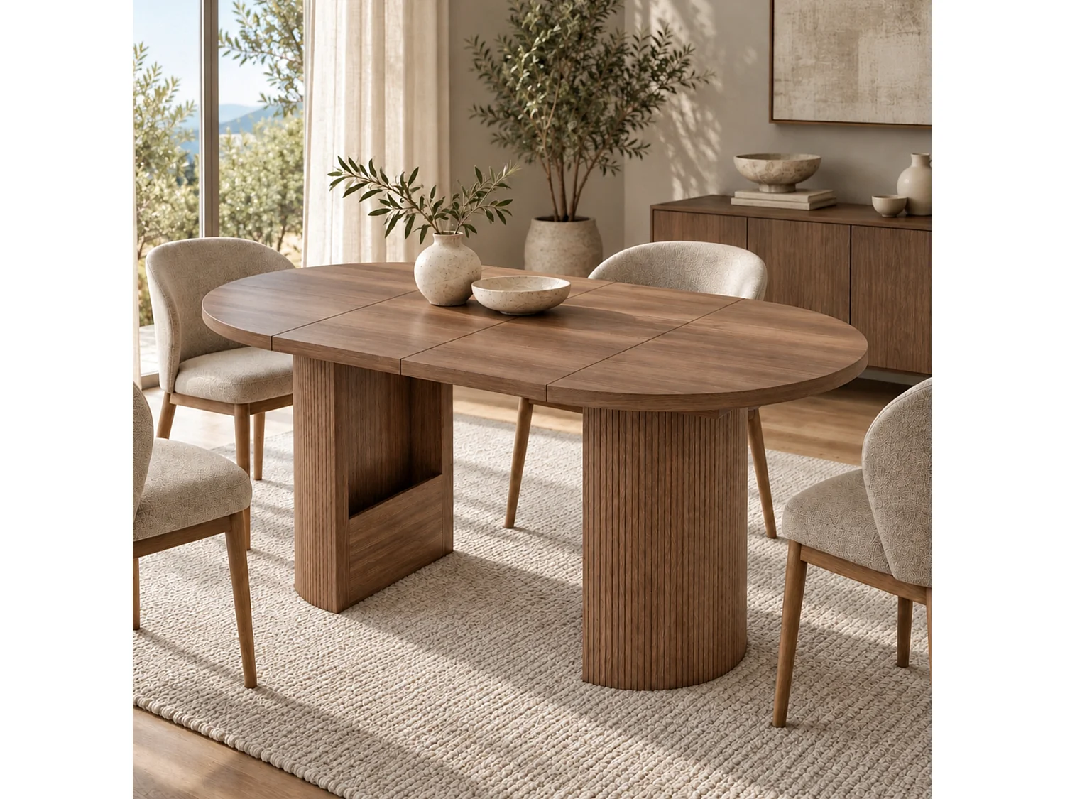 Table à manger extensible 90/125/160 x 90 cm - Capacité 4 à 8 personnes - Plateau épais - Style minimaliste - MDF - Marron