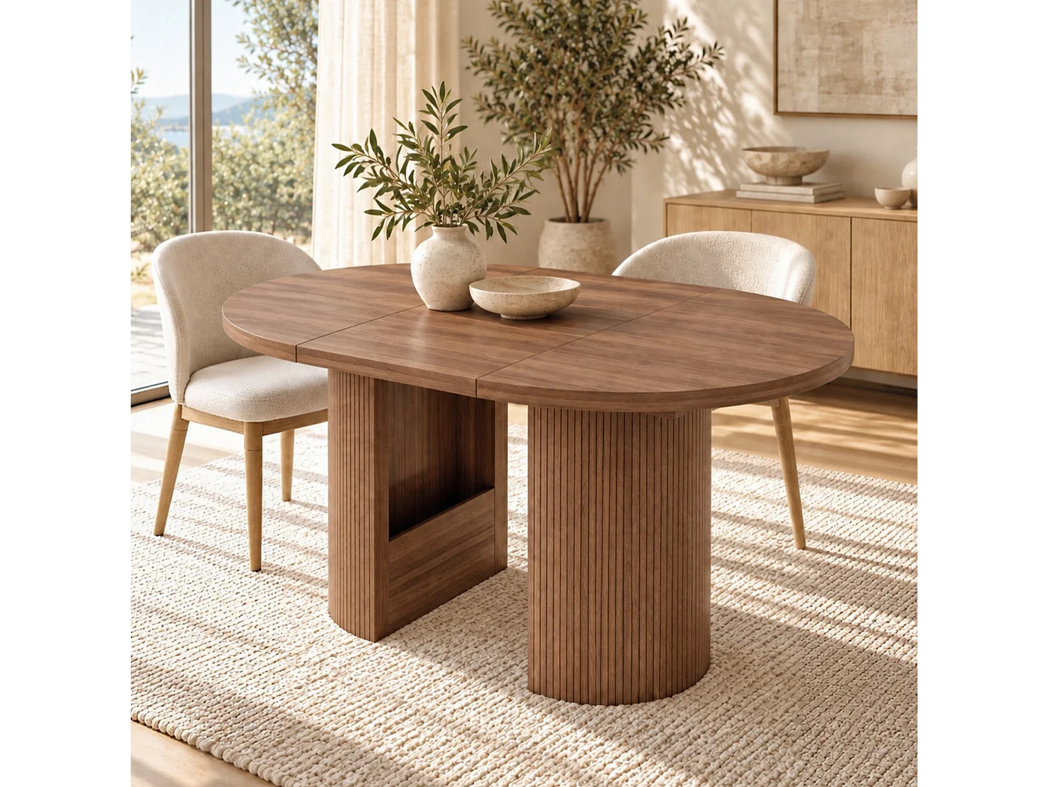Table à manger extensible 90/125/160 x 90 cm - Capacité 4 à 8 personnes - Plateau épais - Style minimaliste - MDF - Marron