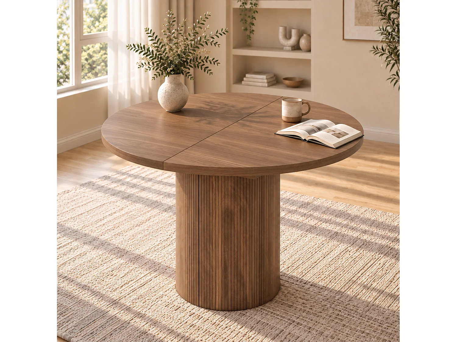 Table à manger extensible 90/125/160 x 90 cm - Capacité 4 à 8 personnes - Plateau épais - Style minimaliste - MDF - Marron