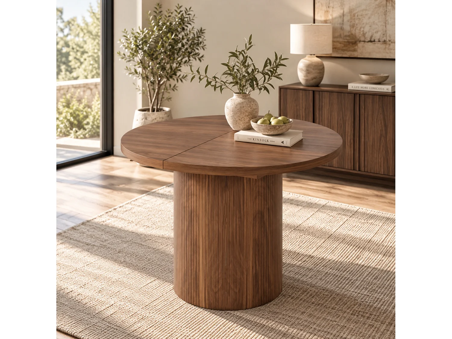 Table à manger extensible 90/125/160 x 90 cm - Capacité 4 à 8 personnes - Plateau épais - Style minimaliste - MDF - Marron