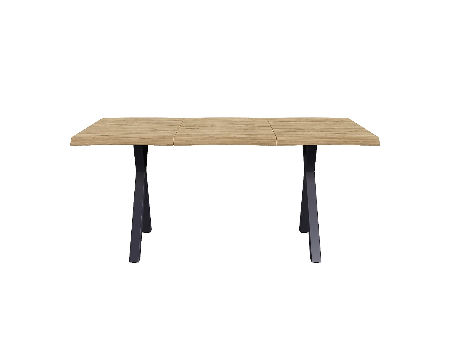Table à manger 160 x 78 x 75 cm - Pour 4 à 6 personnes - Plateau épais ondulé - Pieds en métal en X - MDF - Naturel