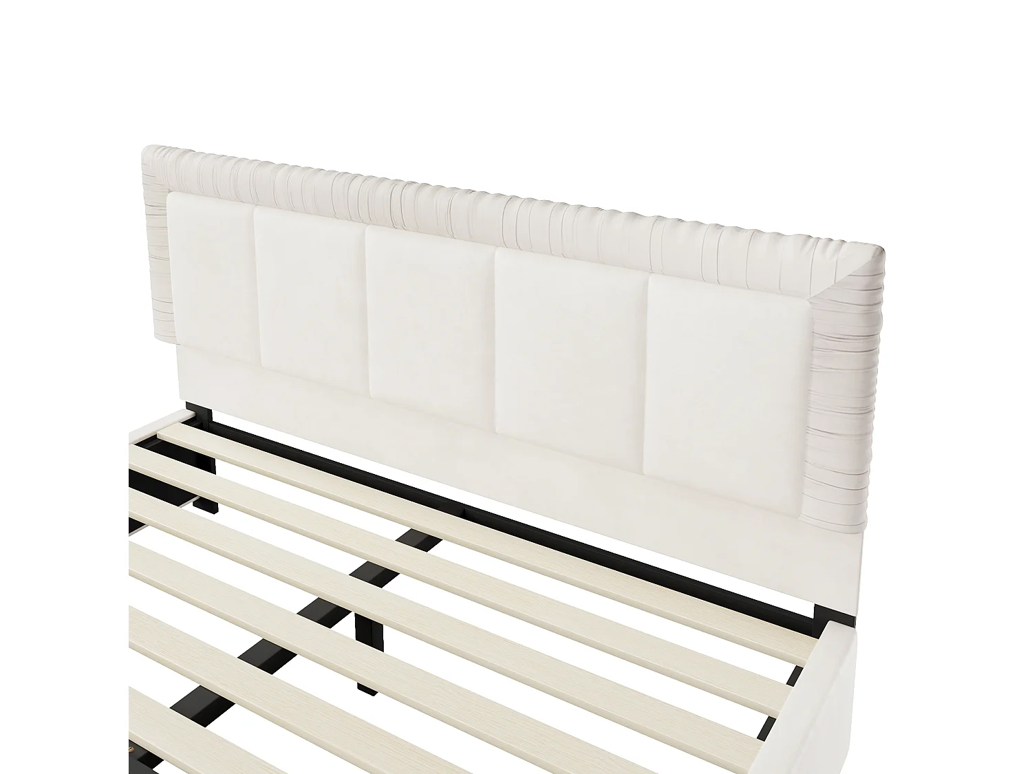 Lit double 180 x 200 cm en velours style français - Lit adulte avec 2 tiroirs - Pieds en bois - Beige (matelas non inclus)