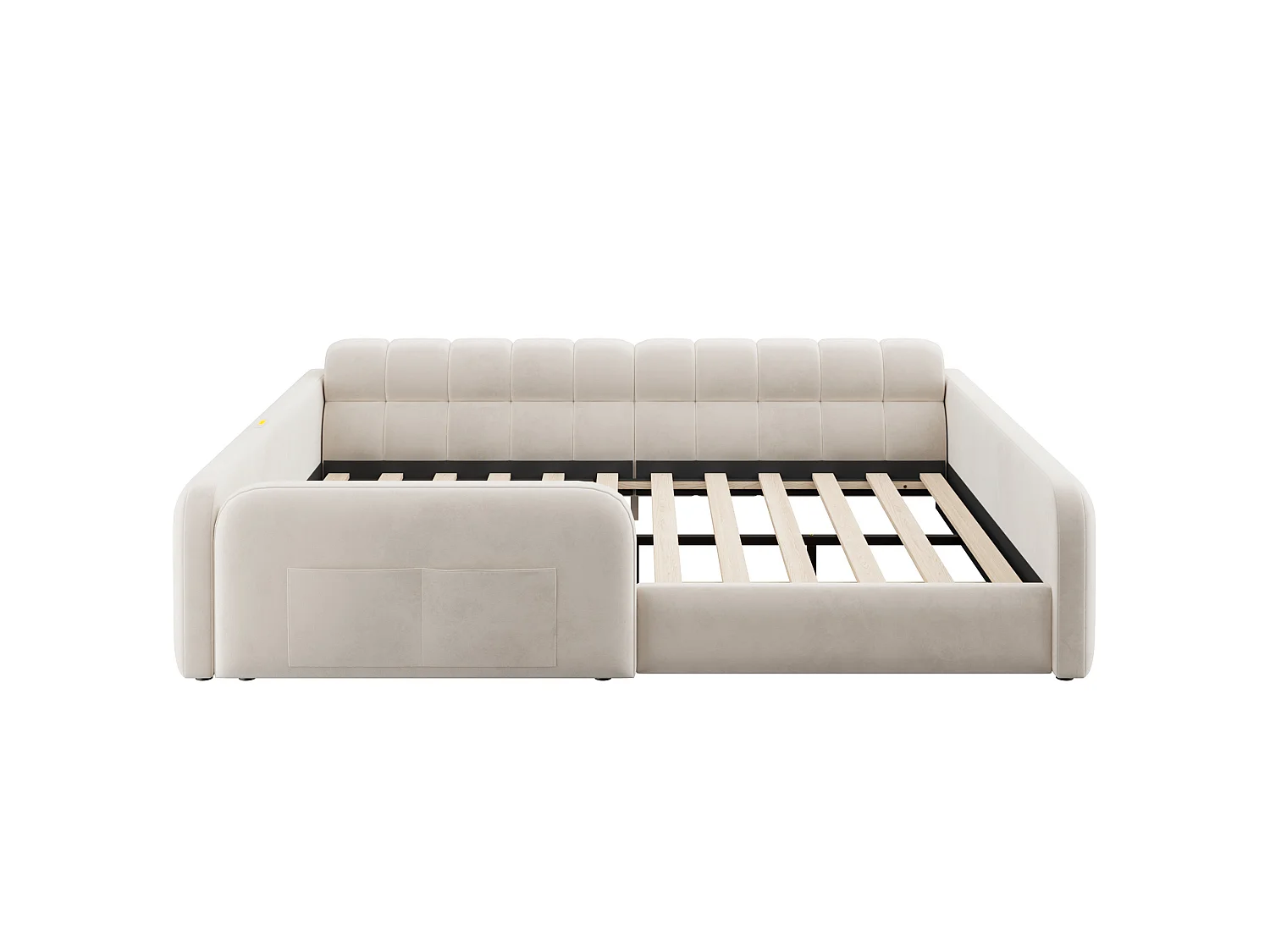 Lit rembourré pour enfant 140 x 200 cm – avec 1 tiroir – avec veilleuse – Beige (matelas non inclus)