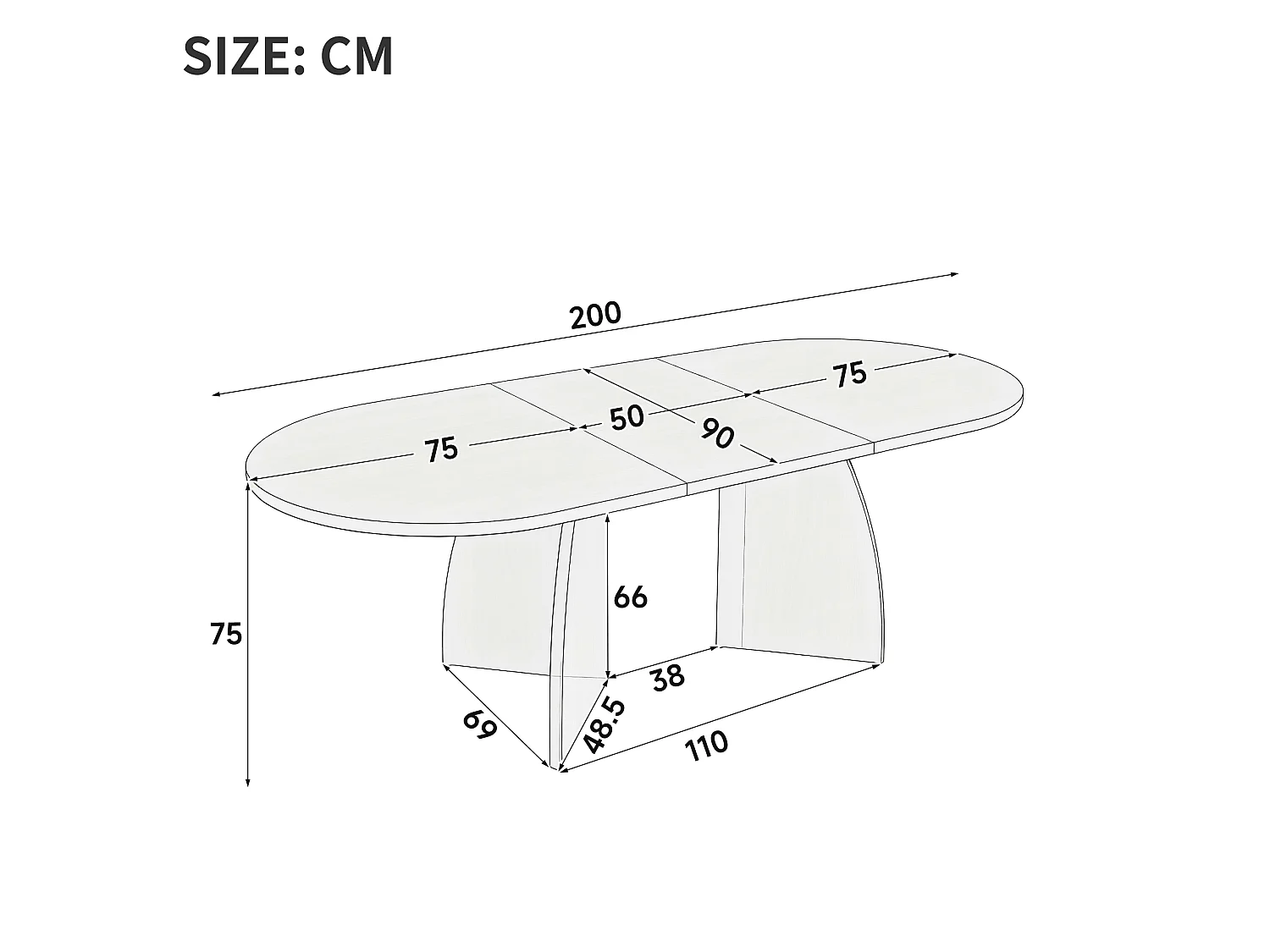 Table à manger extensible 160/200x90x75 cm - 6 à 8 personnes - Design à coins arrondis - Finition noyer - Marron
