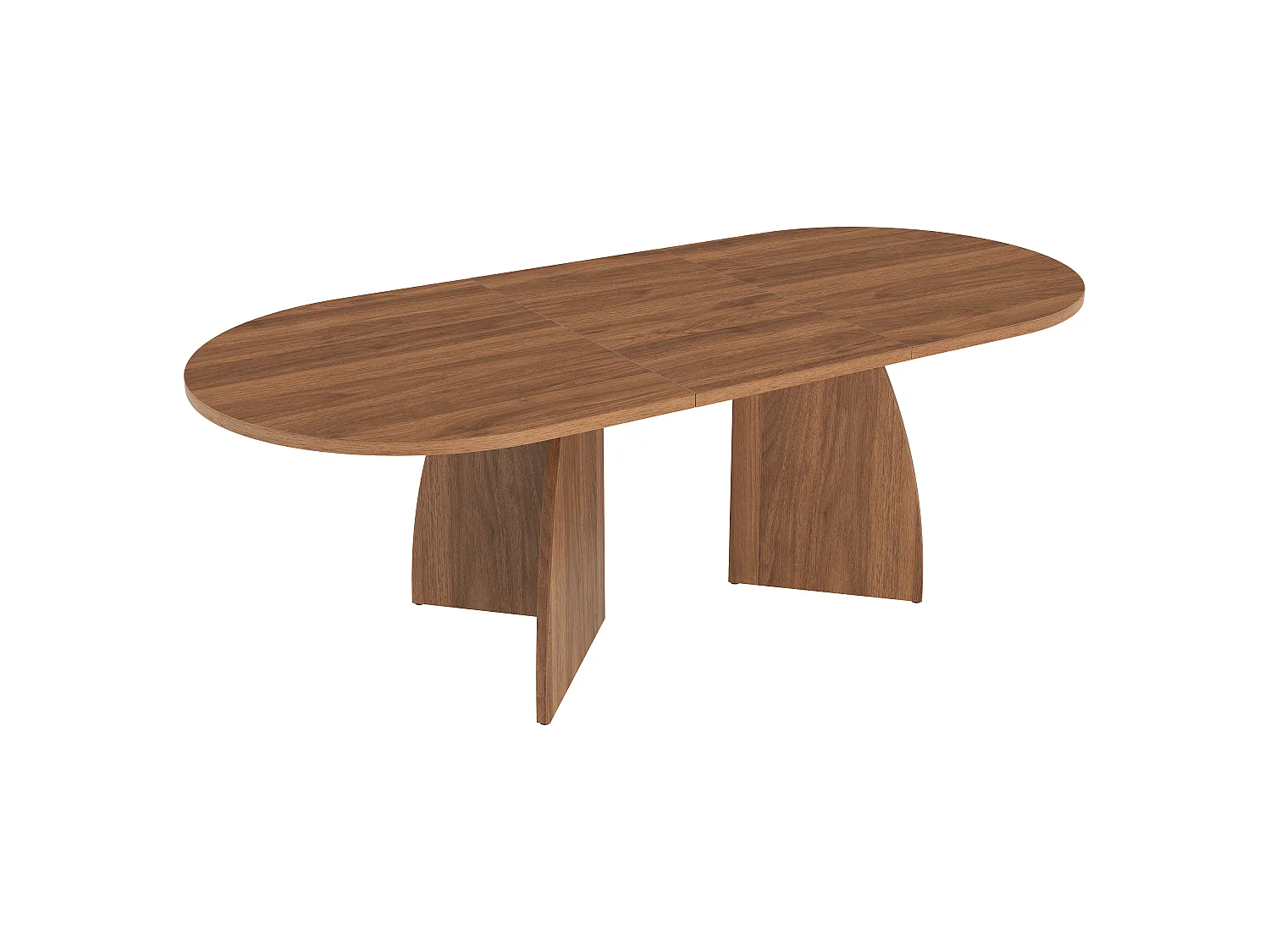 Table à manger extensible 160/200x90x75 cm - 6 à 8 personnes - Design à coins arrondis - Finition noyer - Marron