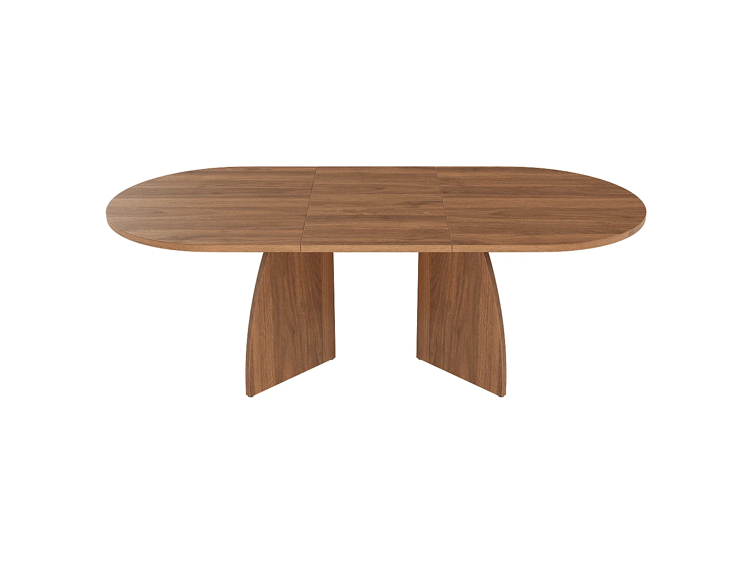 Table à manger extensible 160/200x90x75 cm - 6 à 8 personnes - Design à coins arrondis - Finition noyer - Marron
