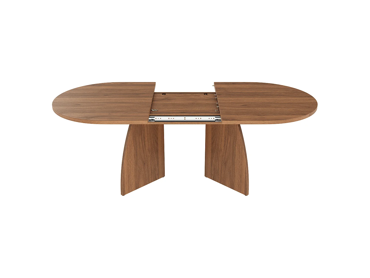 Table à manger extensible 160/200x90x75 cm - 6 à 8 personnes - Design à coins arrondis - Finition noyer - Marron