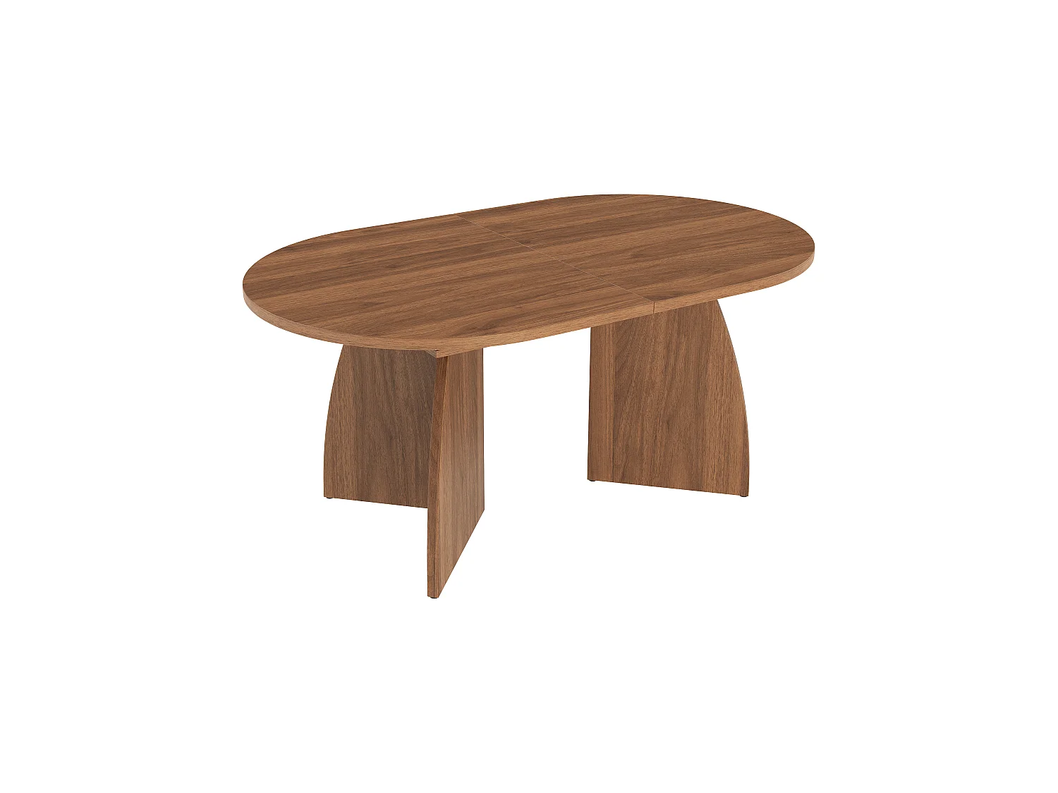 Table à manger extensible 160/200x90x75 cm - 6 à 8 personnes - Design à coins arrondis - Finition noyer - Marron