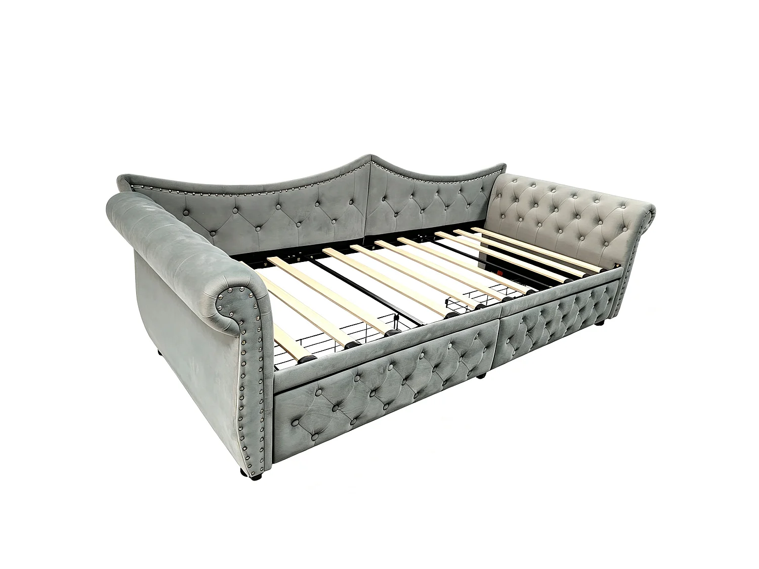 Canapé-lit 90 x 200 cm – avec 2 tiroirs – avec port de charge USB – gris (matelas non inclus)