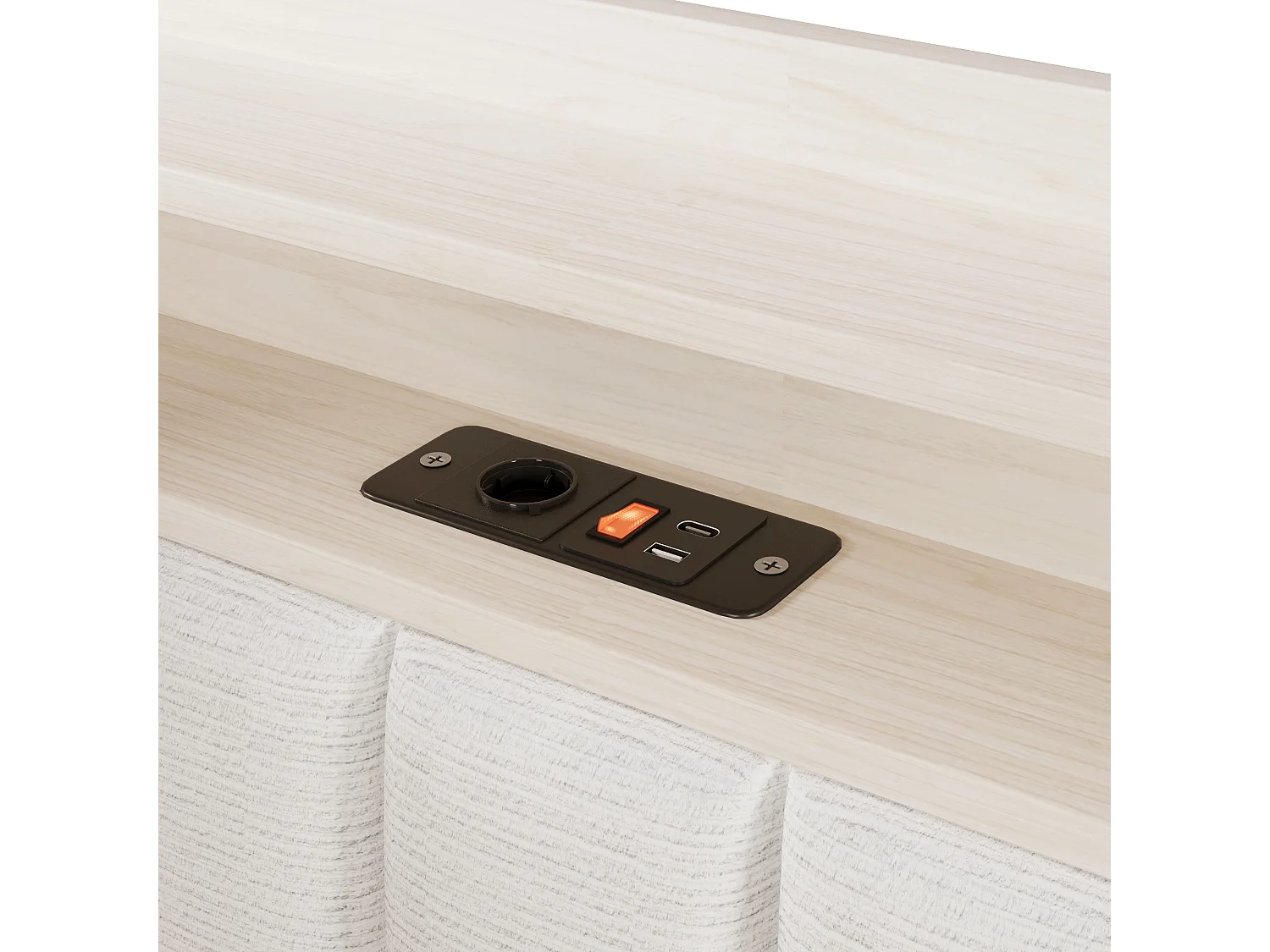 Sovesofa med opbevaringsrum 90 x 200 cm – med LED-belysning og USB-port – Velour – beige (madras ikke inkluderet)