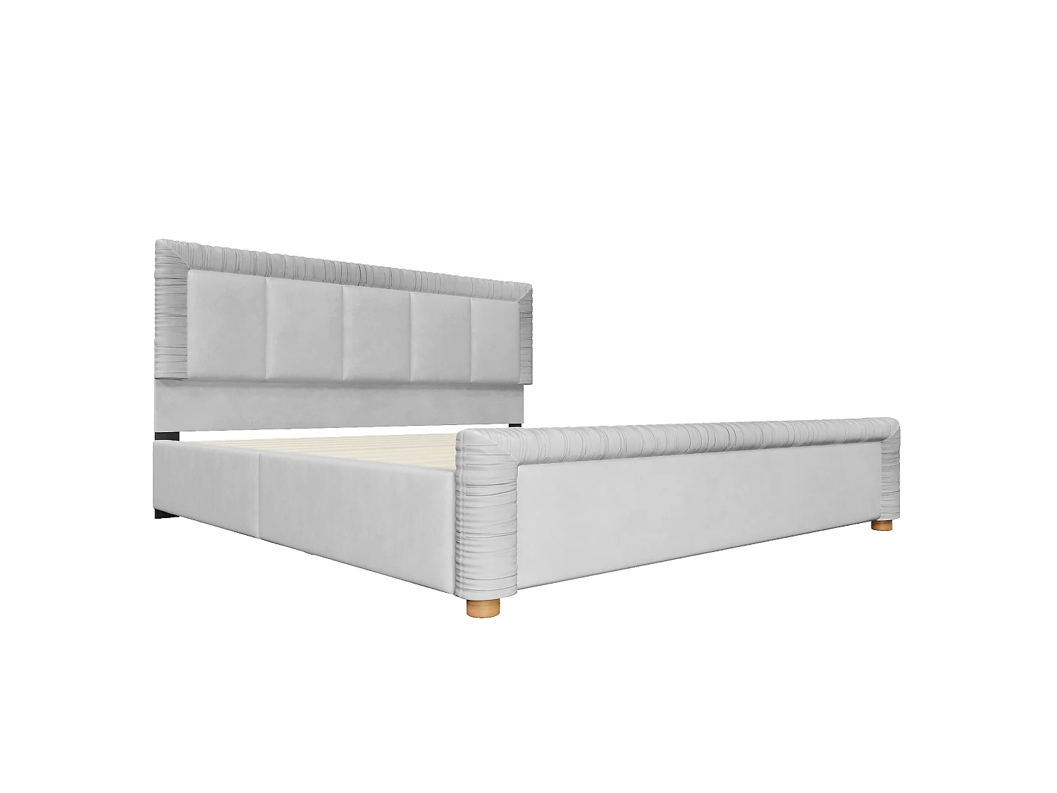 Lit double 180 x 200 cm en velours style français - Lit adulte avec 2 tiroirs - Pieds en bois - Gris(matelas non inclus)