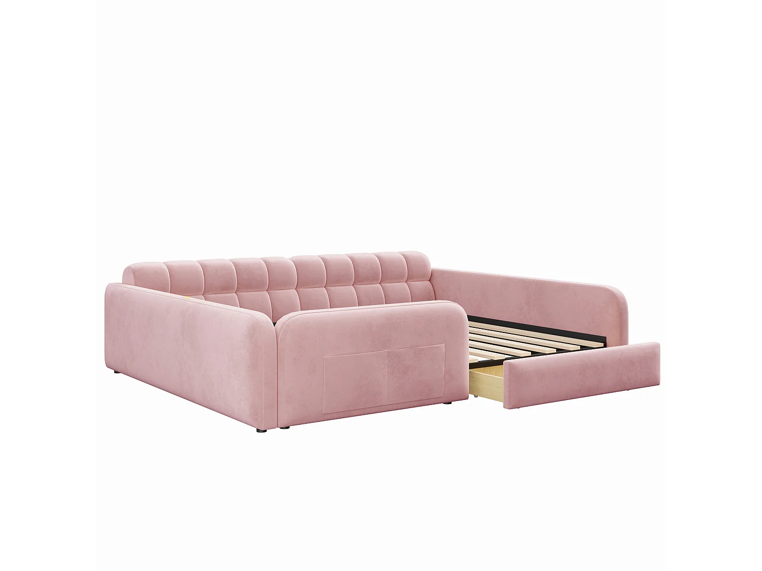 Lit rembourré pour enfant 140 x 200 cm – avec 1 tiroir – avec veilleuse – Rose (matelas non inclus)