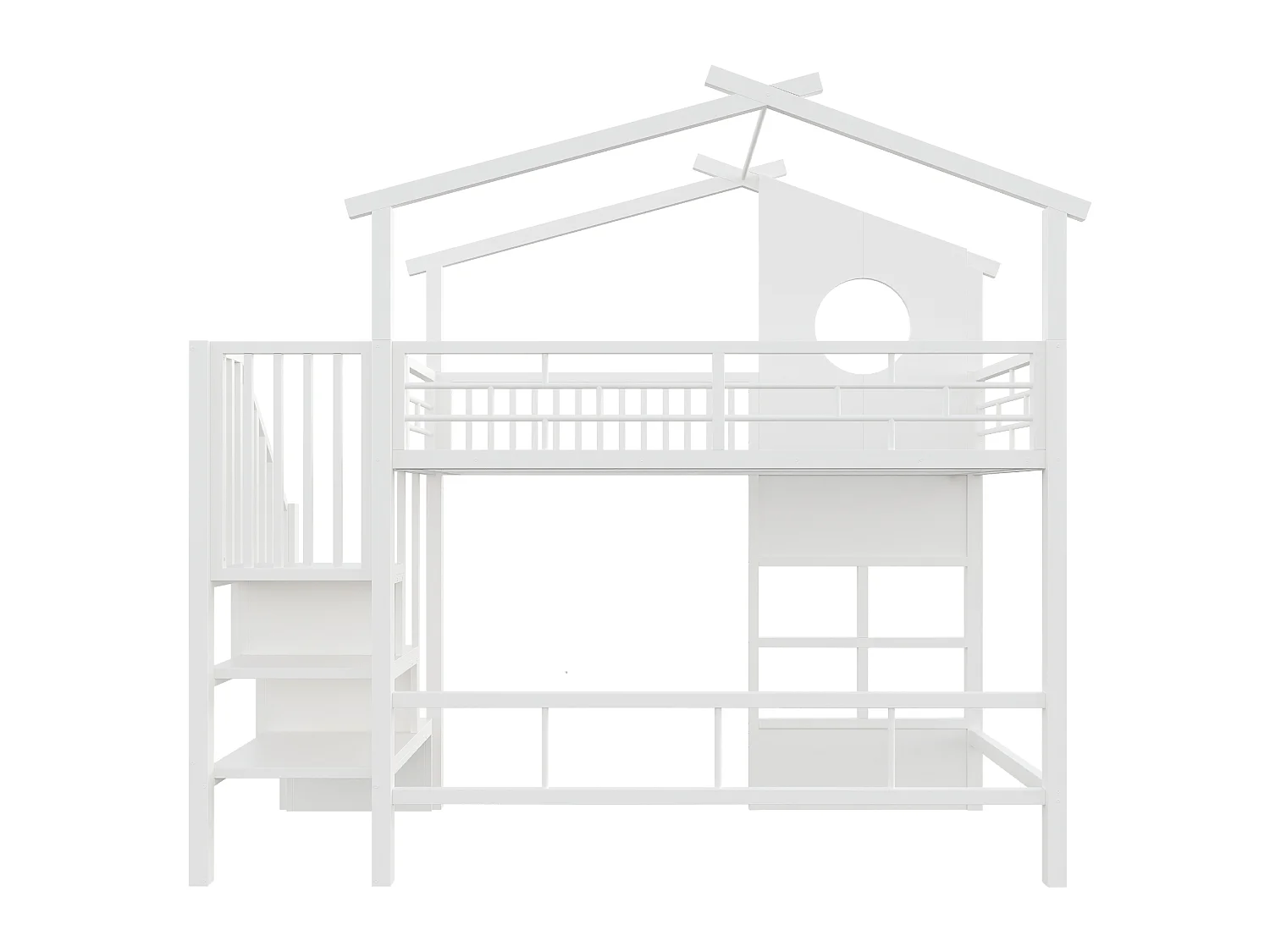 Lit mezzanine 90 x 200 cm - avec éclairage LED - avec escalier - blanc (matelas non inclus)