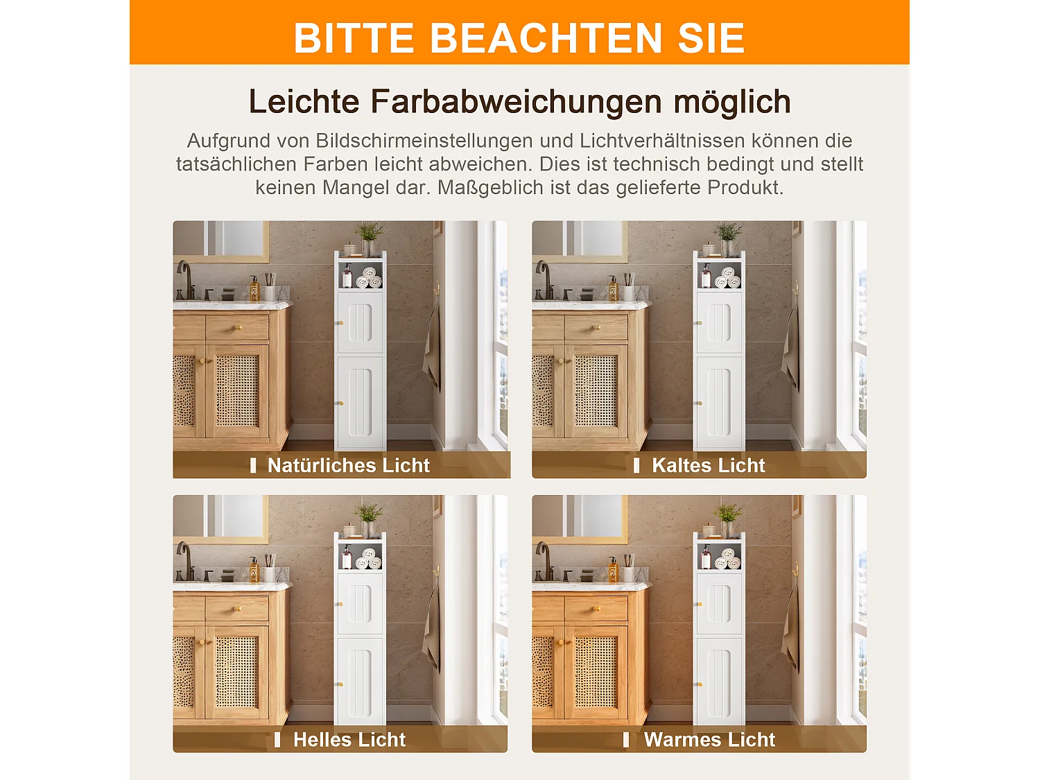 Columna de baño - con 2 puertas, estantes ajustables y tirador de metal - Blanco