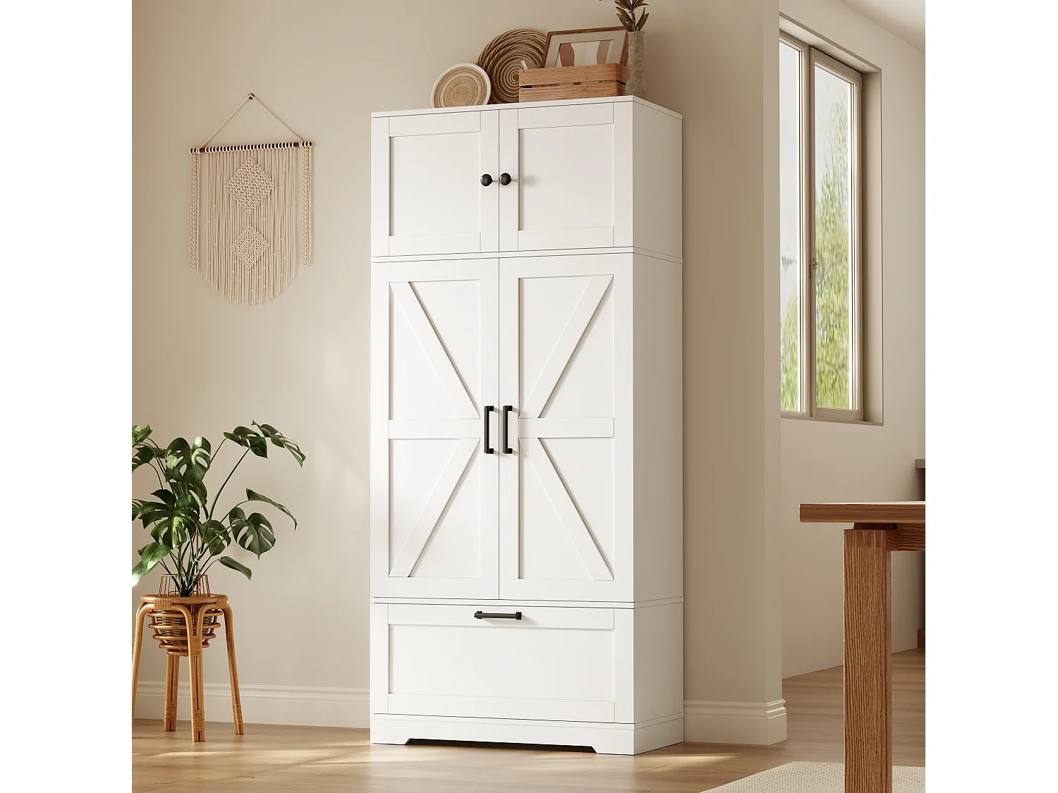 Køkkenskab 80x35x180cm - med 3 døre og 2 skuffer - med justerbare hylder - Hvid