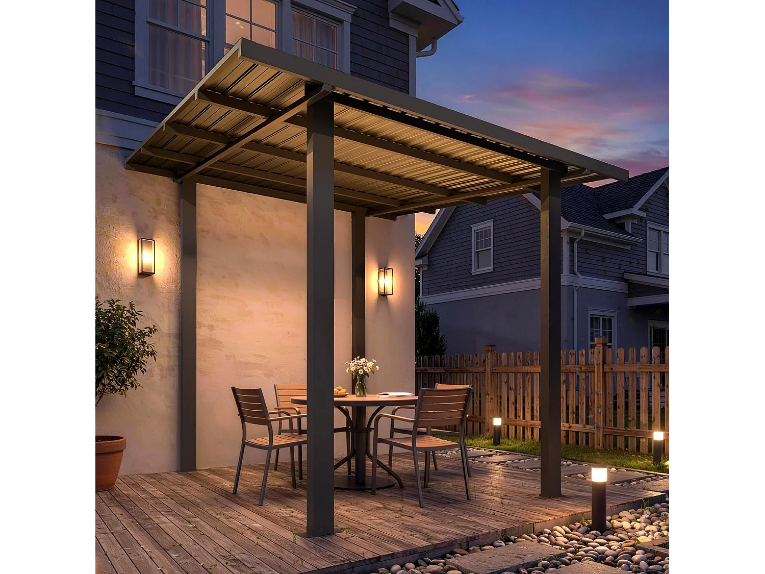 YODOLLA 2,5 × 2,5 m Terrassenüberdachung mit Hardtop-Metalldach