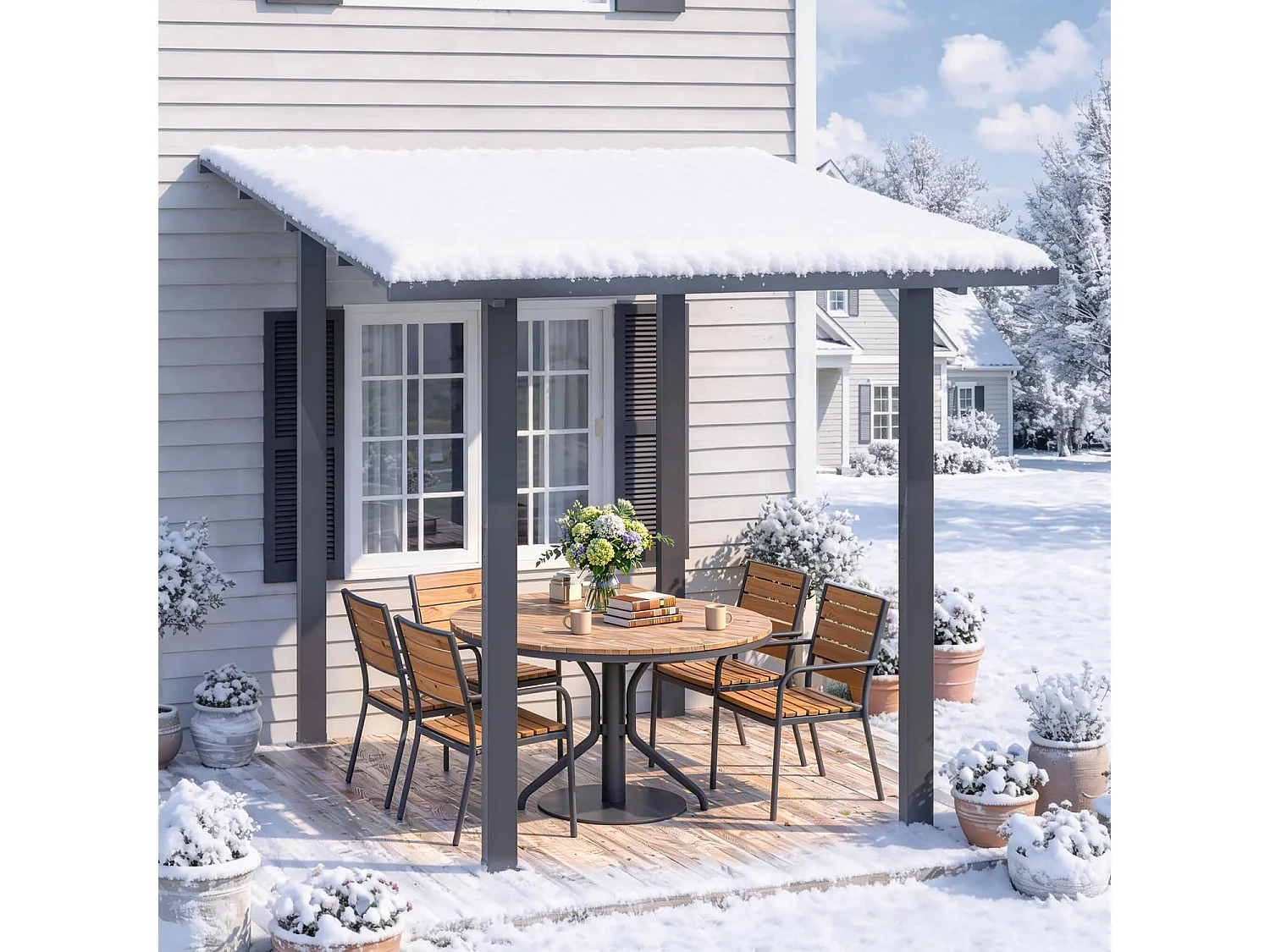 YODOLLA 2,5 × 2,5 m Terrassenüberdachung mit Hardtop-Metalldach