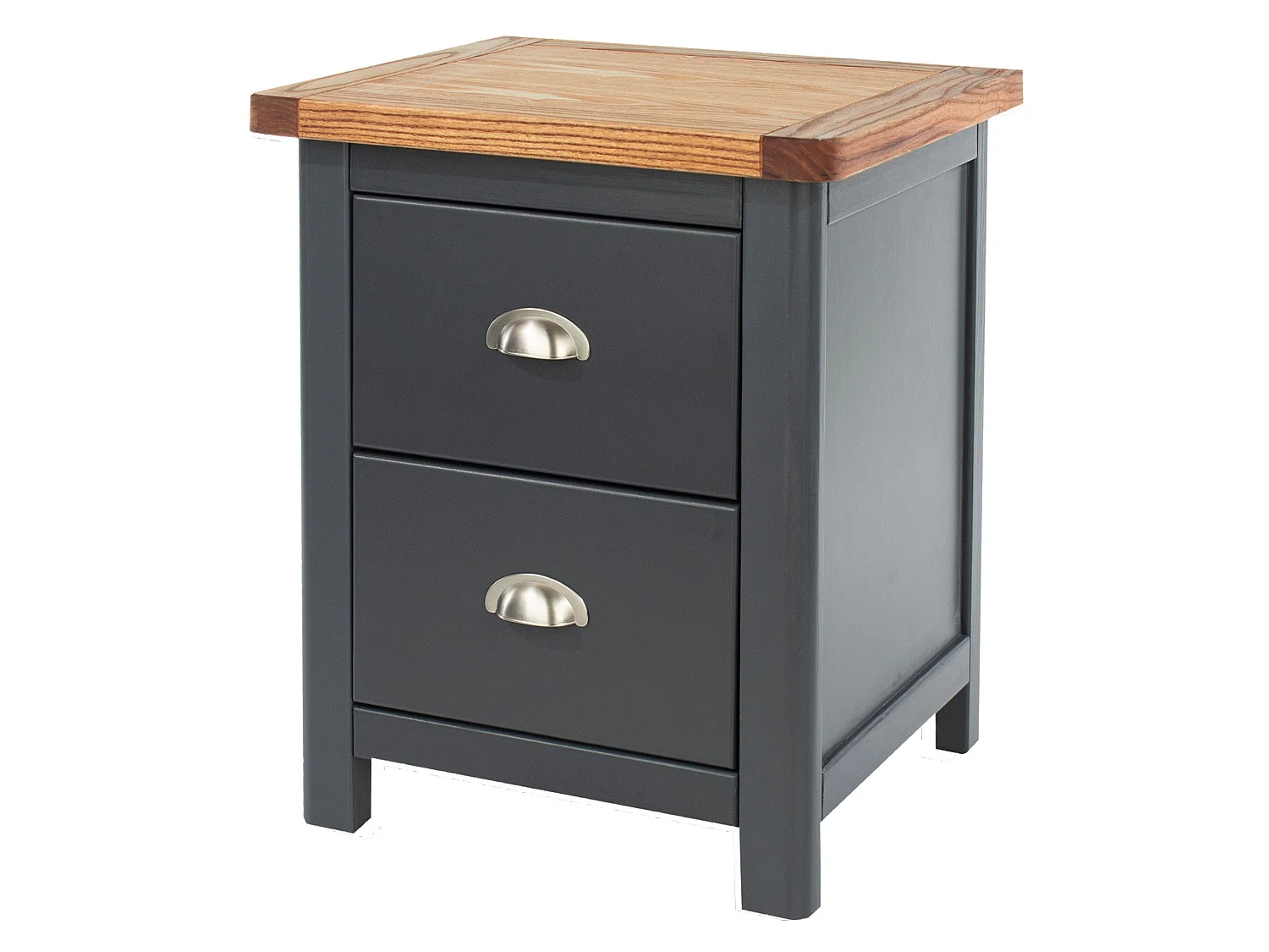 Dunkeld Midnight Spacious 2-Drawer Bedside Cabinet, Dark Blue