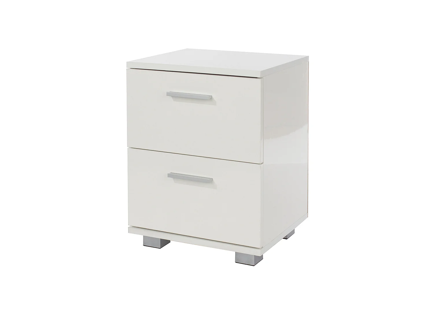 Pair of Lido Modern 2-Drawer White Bedside Cabinets, Set of 2